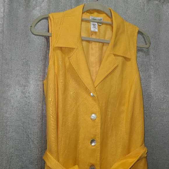 Coldwater Creek Linen blend sleeveless Maxi Dress Modest Button Up Size 16 P - Picture 4 of 16